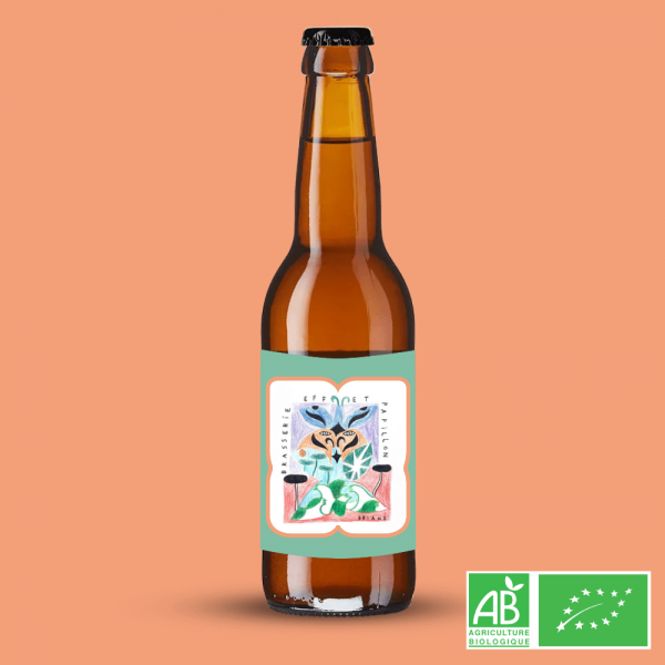 Collab avec l'artiste Briand - Premium Pale Lager BIO de la Brasserie Effet Papillon bière bio à Mérignac Bordeaux