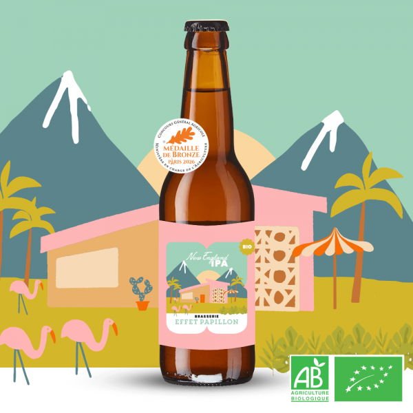 Bière blonde et trouble BIO de la Brasserie Effet Papillon à Mérignac - Bordeaux Métropole : New England IPA